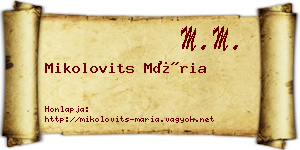 Mikolovits Mária névjegykártya